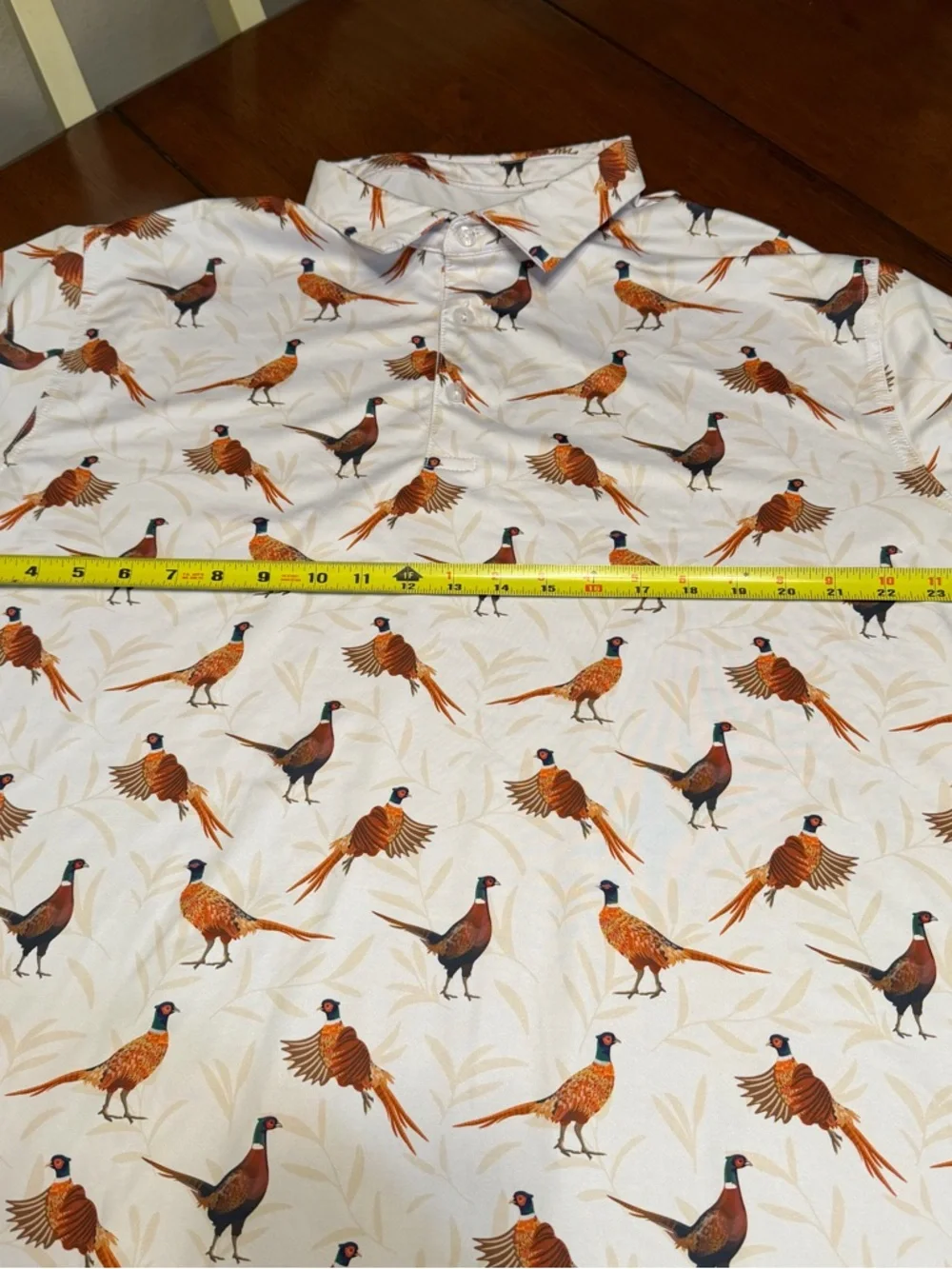 Waggle Polo Shirt Mens 2XL Hunting Pheasant Print Performance Stretch Golf AOP - Picture 5 of 7